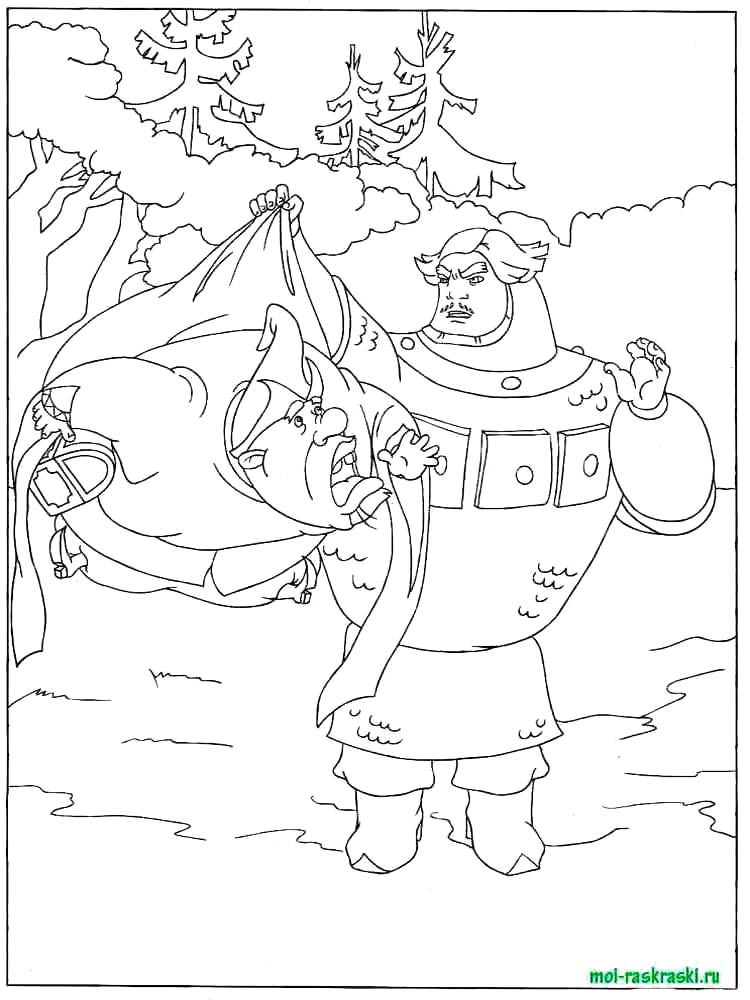 Три богатыря для раскрашивания