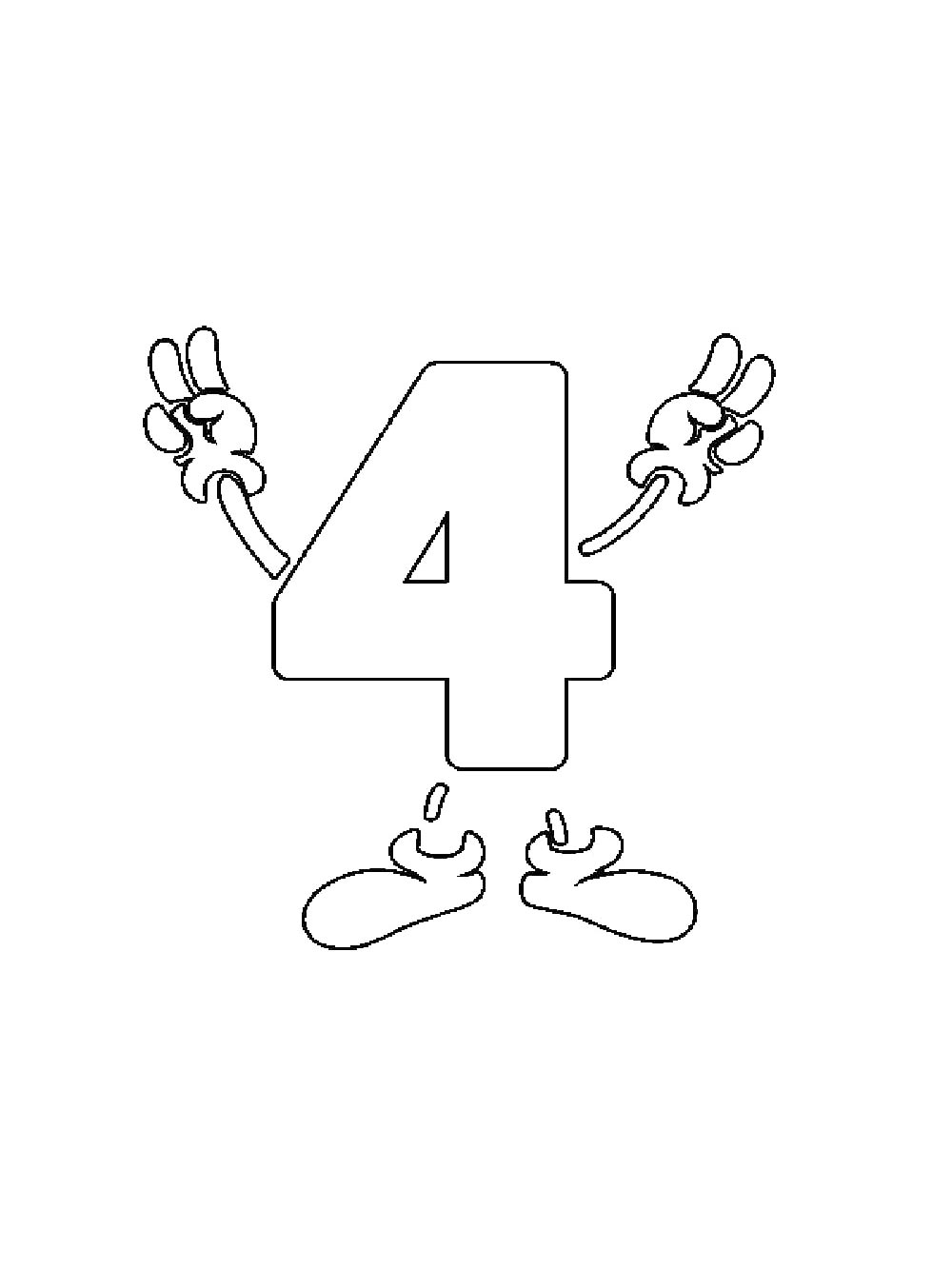 Цифр черно-белая раскраска 4