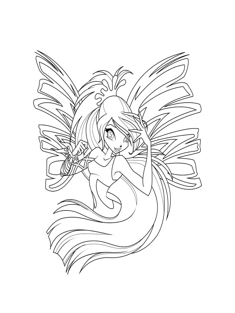 Винкс (winx) черно-белая раскраска 11