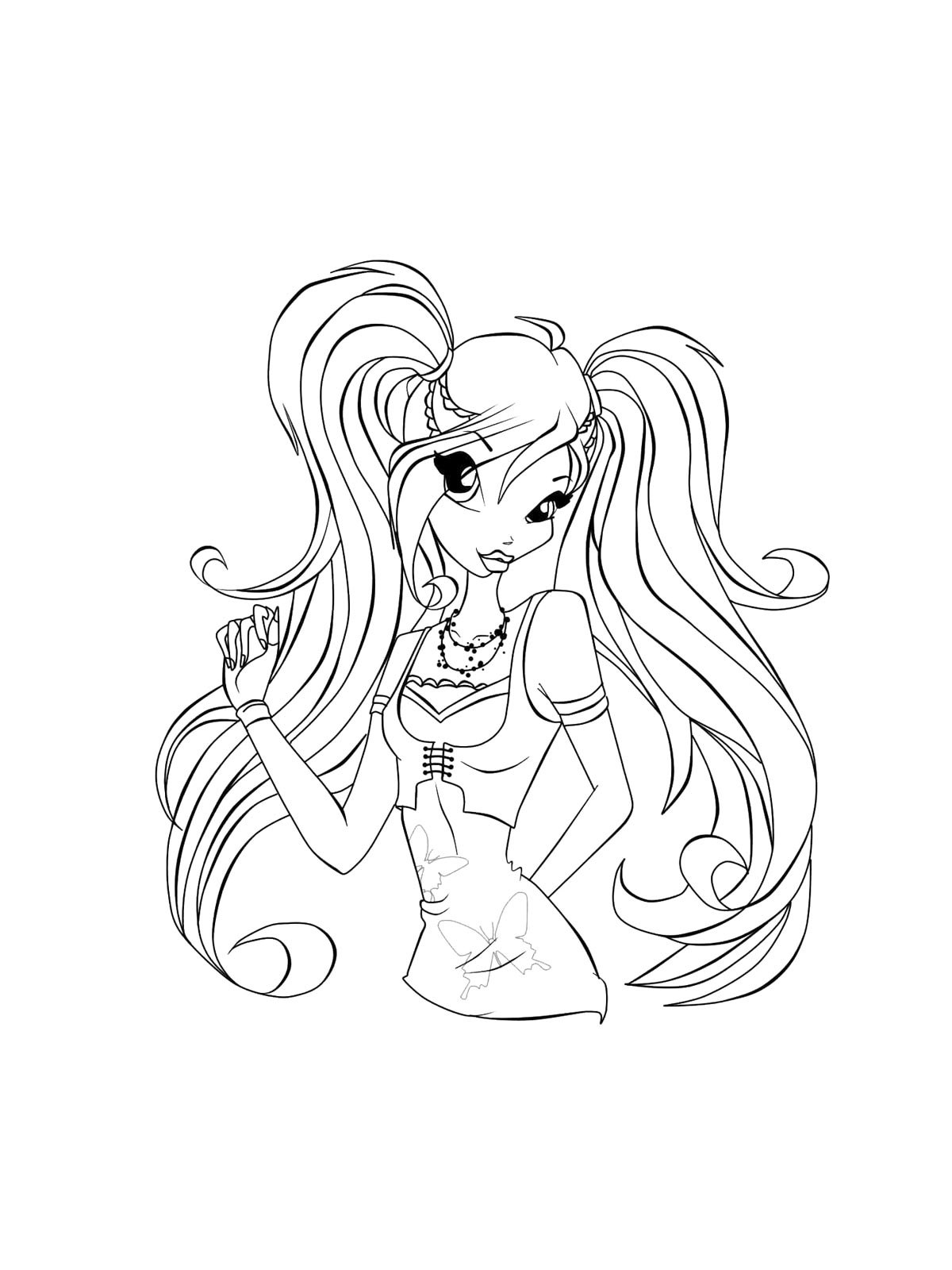 Винкс (winx) черно-белая раскраска 13