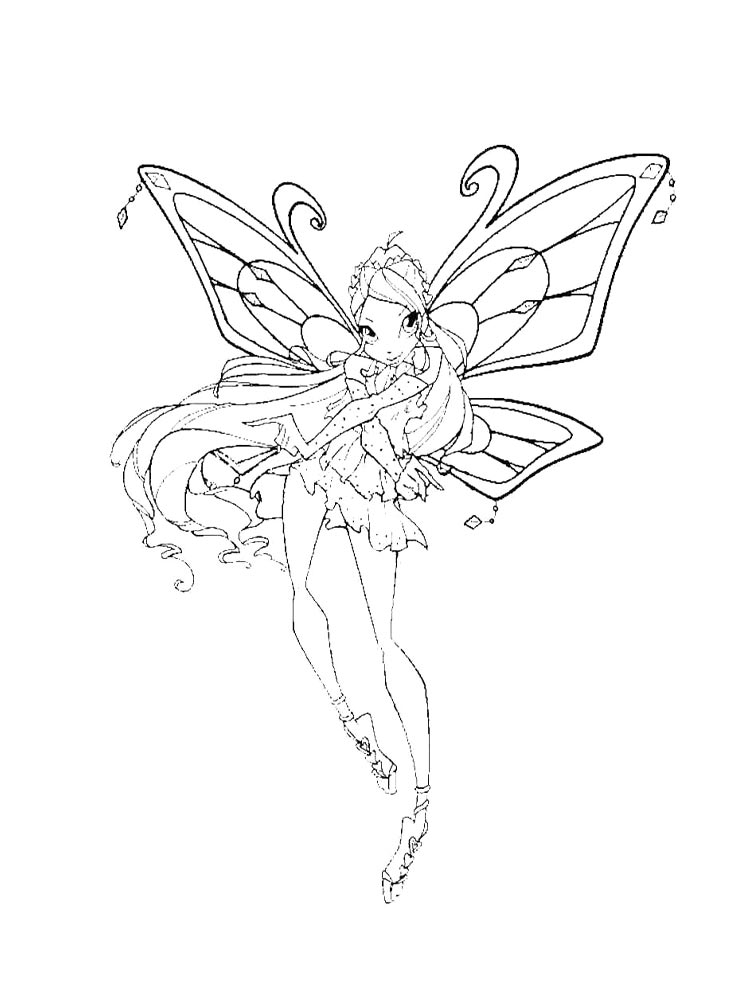 Винкс (winx) черно-белая раскраска 15