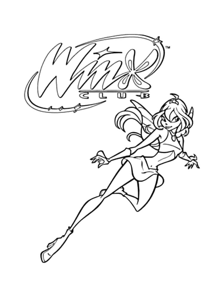 Винкс (winx) черно-белая раскраска 16
