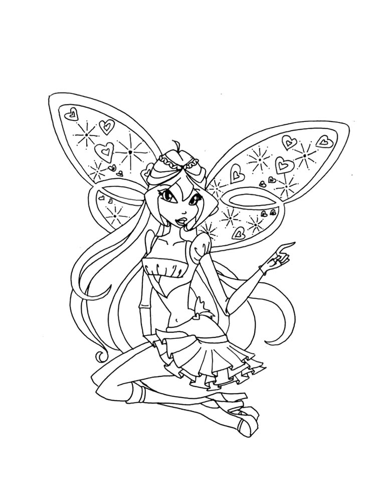 Винкс (winx) черно-белая раскраска 2