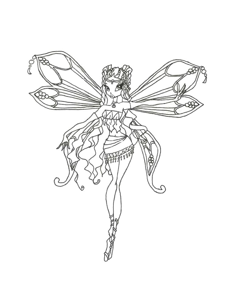 Винкс (winx) черно-белая раскраска 23