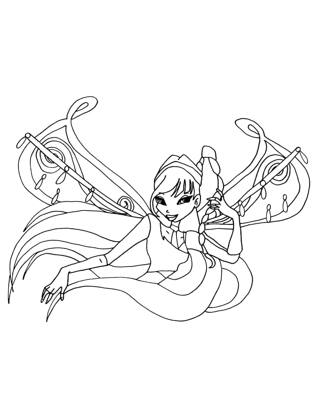Винкс (winx) черно-белая раскраска 26