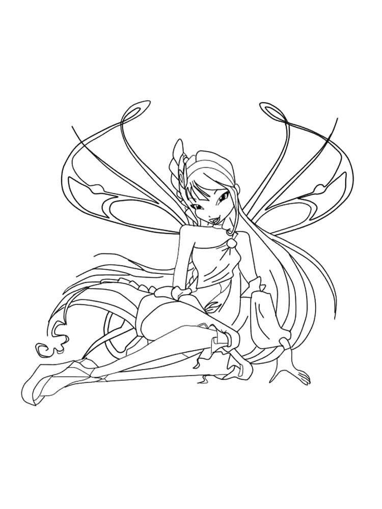 Винкс (winx) черно-белая раскраска 27