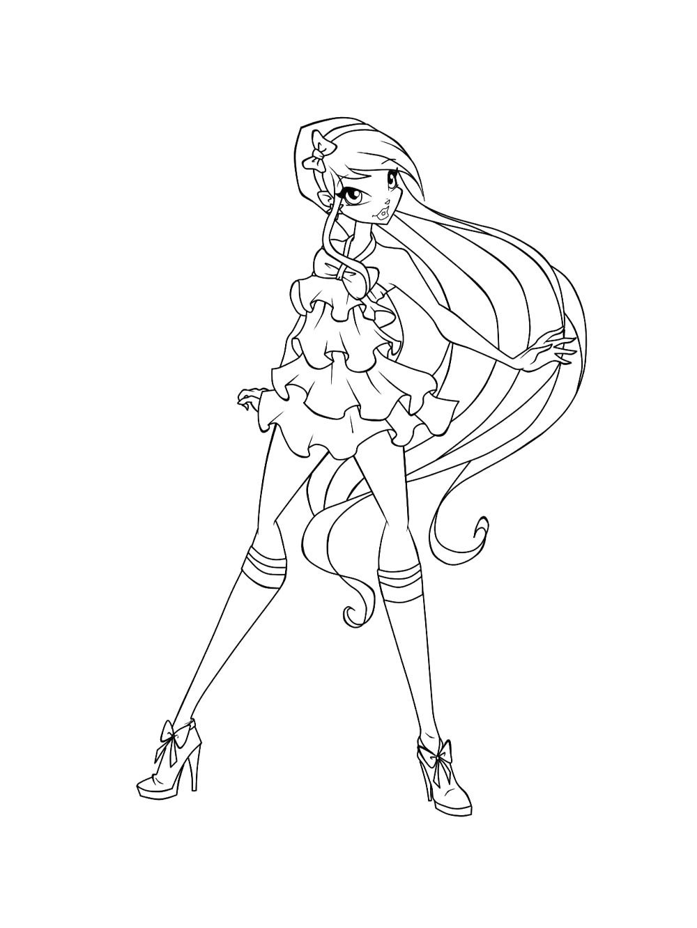 Винкс (winx) черно-белая раскраска 28