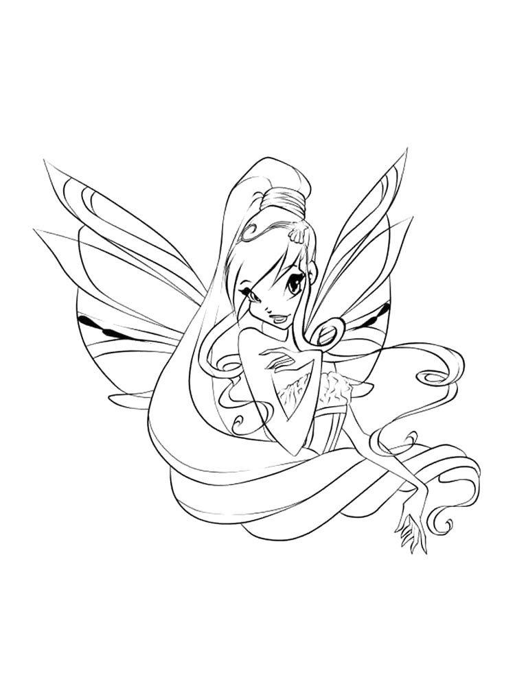 Винкс (winx) черно-белая раскраска 29