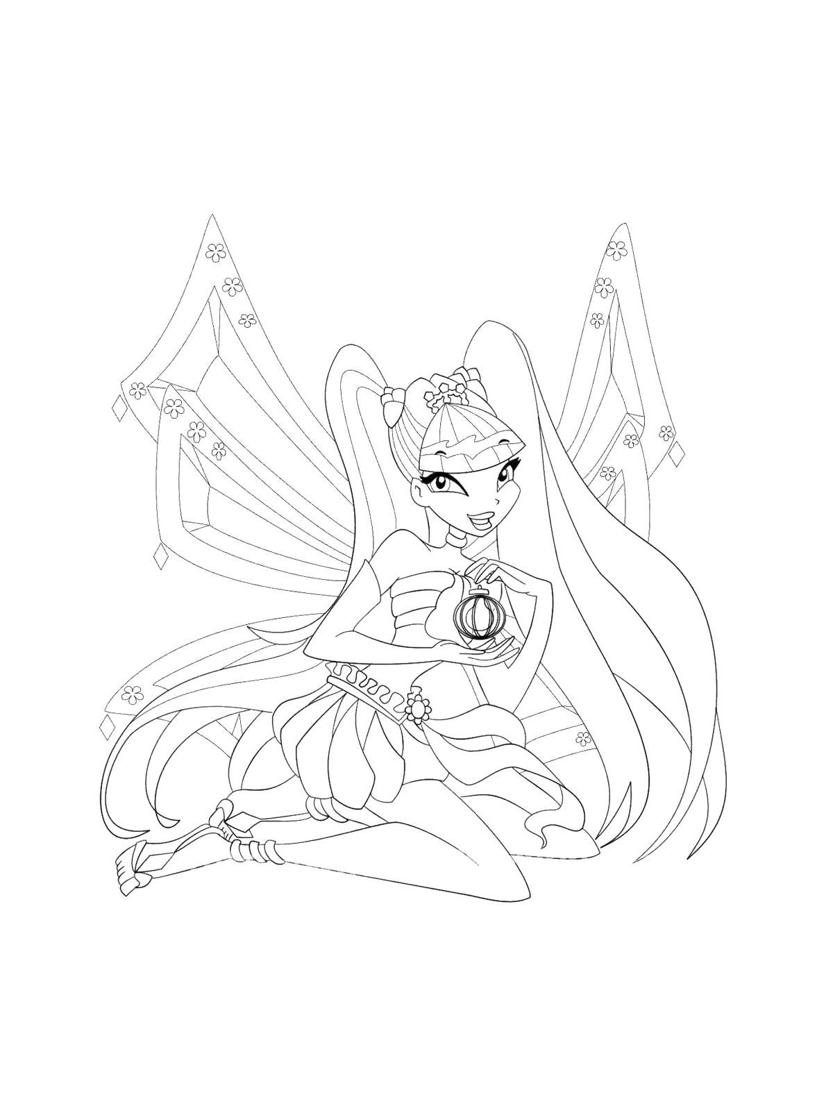 Винкс (winx) черно-белая раскраска 3