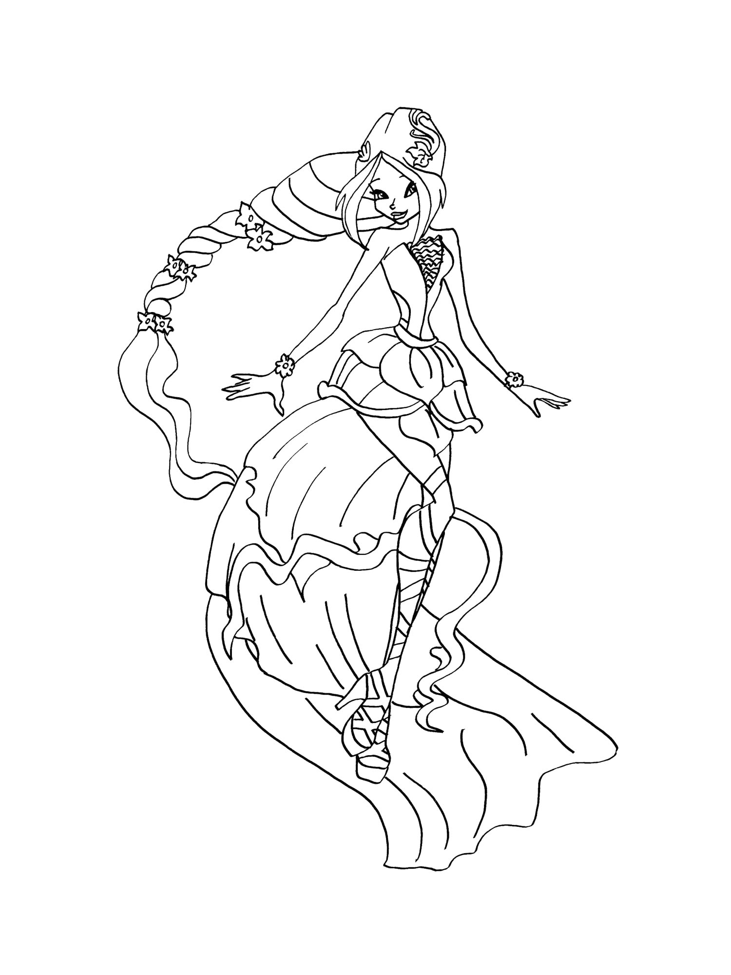 Винкс (winx) черно-белая раскраска 32