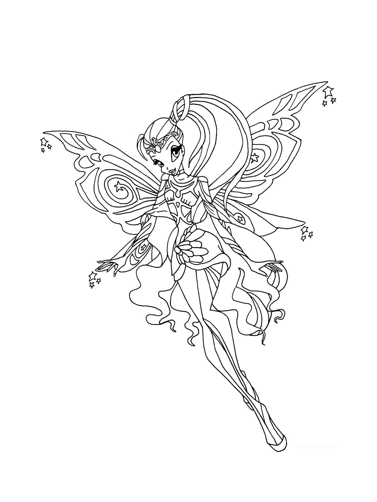 Винкс (winx) черно-белая раскраска