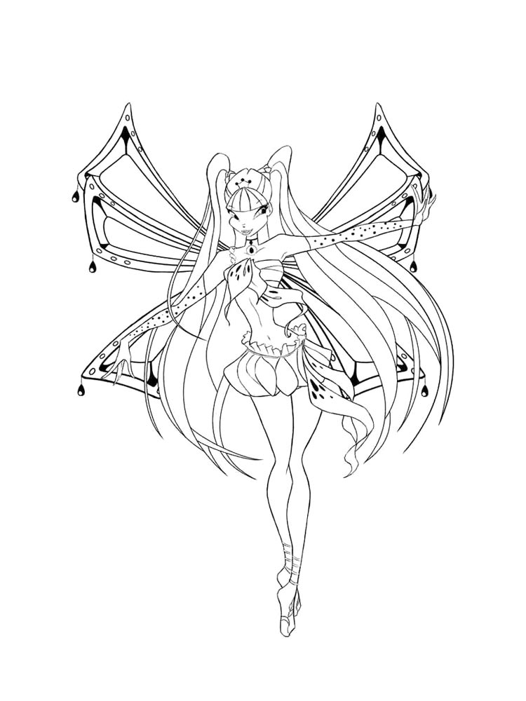 Винкс (winx) раскраска для детей 26