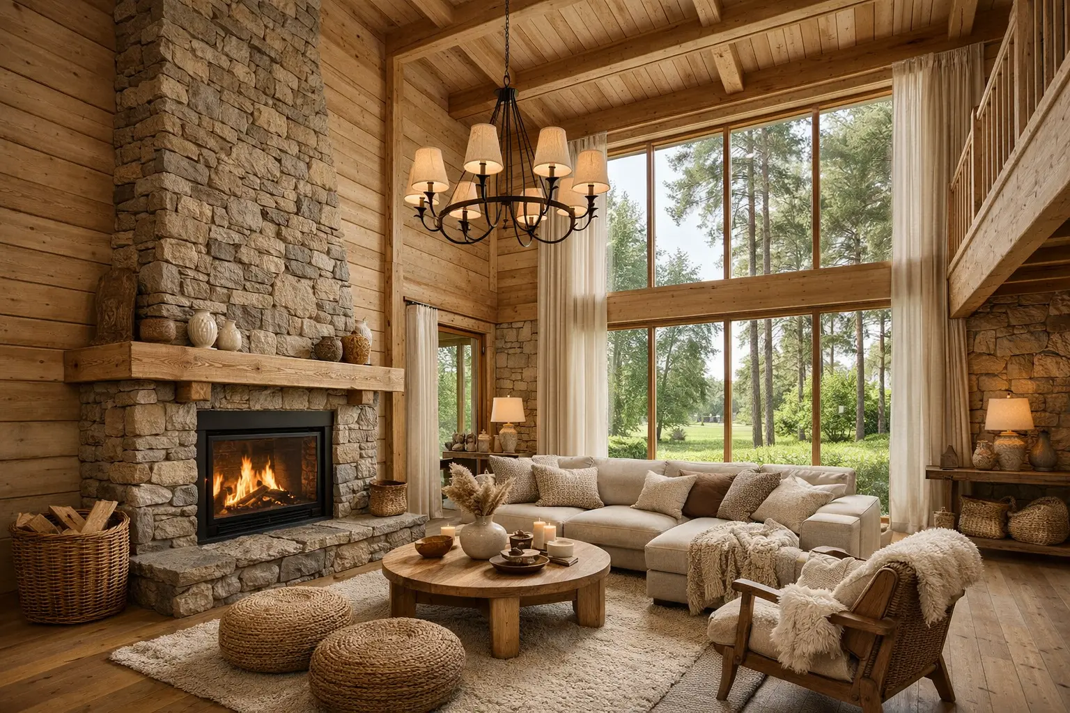 Интерьер загородного дома со вторым светом