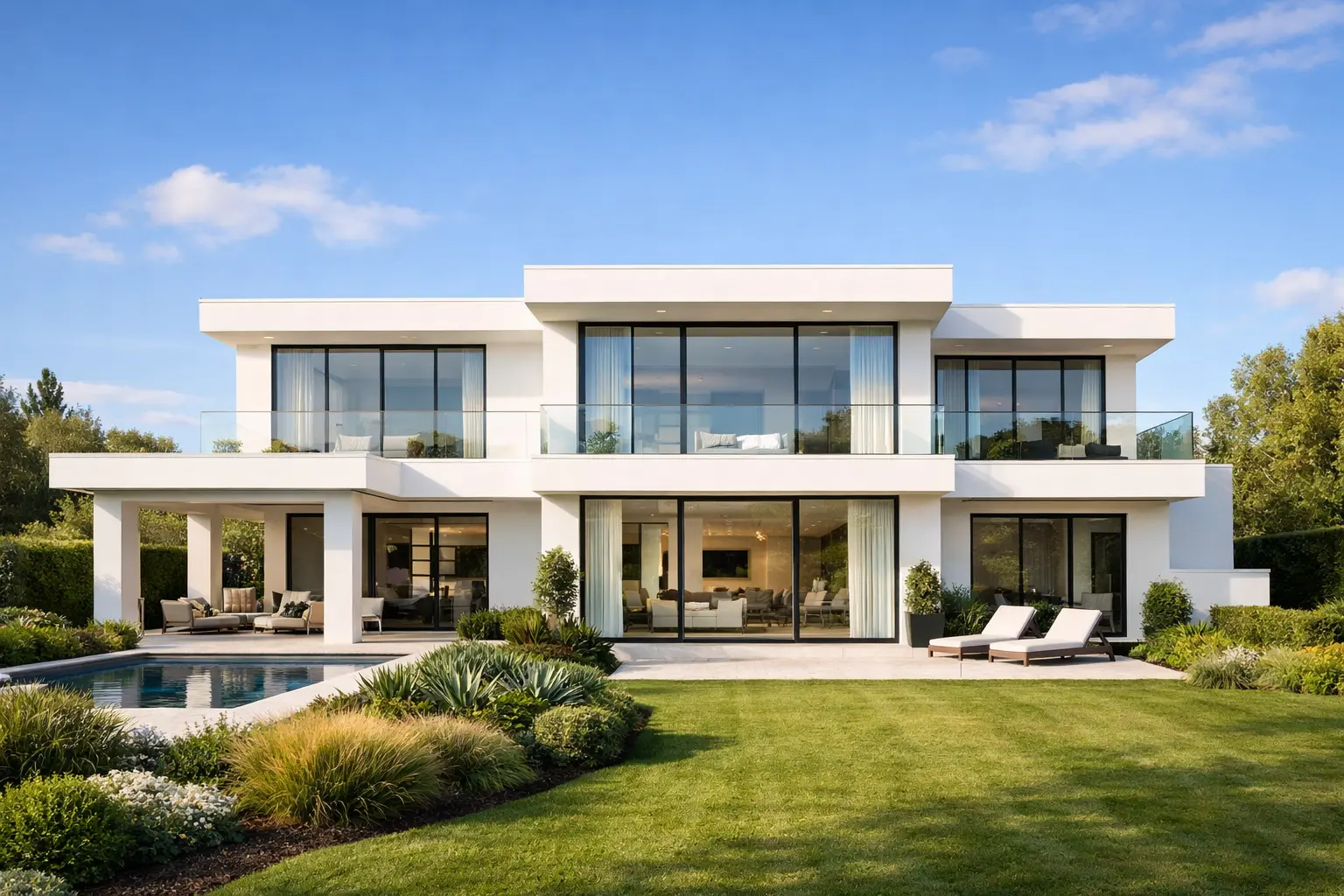 Современный загородный дом с панорамными окнами