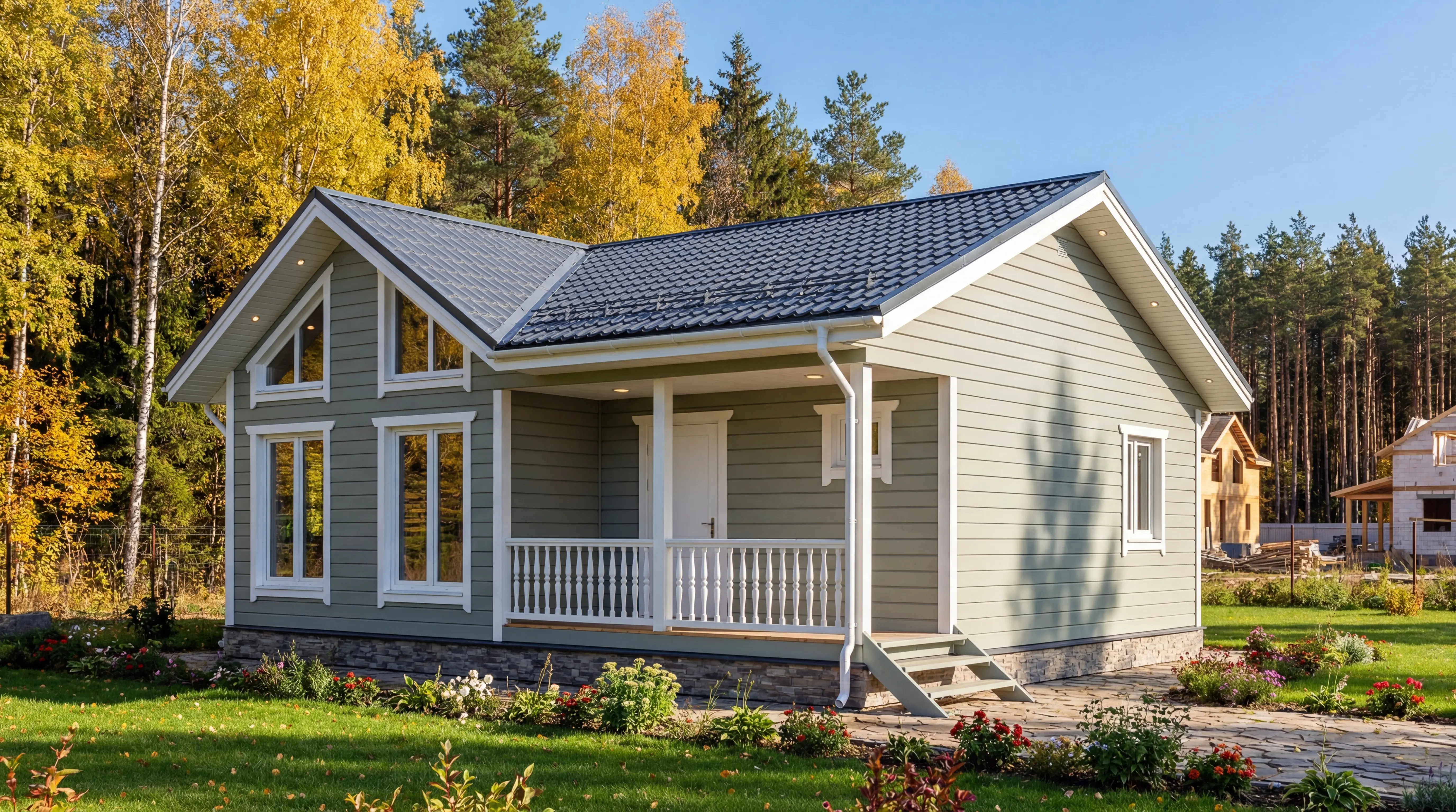 брус green gray blue scandi Деревянные дома: брус, бревно, обшивка — стиль «брус green gray blue scandi»
