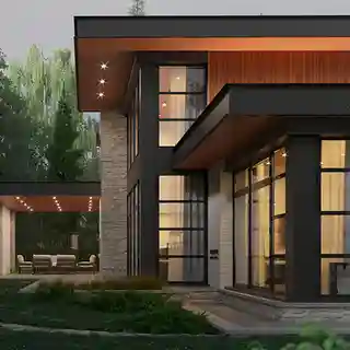 Новый дом на участке с существующим гаражом