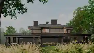 Дом со скатной кровлей и подвалом