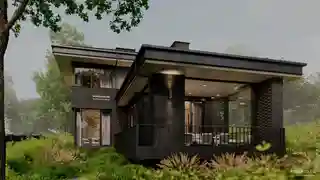 Дом со скатной кровлей и подвалом