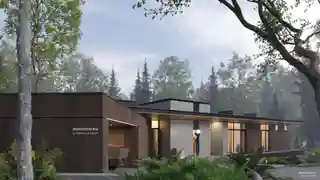 Одноэтажный дом на сложном участке с большим перепадом рельефа