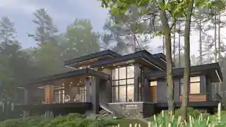 Дом с отдельным гаражом для лодки