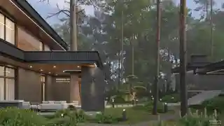 Дом с отдельным гаражом для лодки