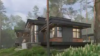 Дом с отдельным гаражом для лодки