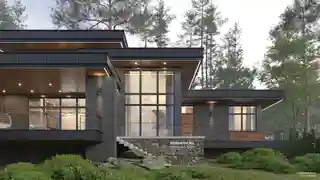 Дом с отдельным гаражом для лодки
