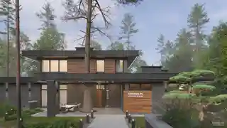 Дом с отдельным гаражом для лодки