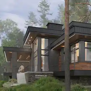 Дом с отдельным гаражом для лодки