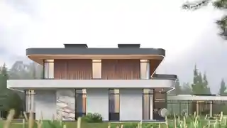 Двухэтажный дом с бассейном