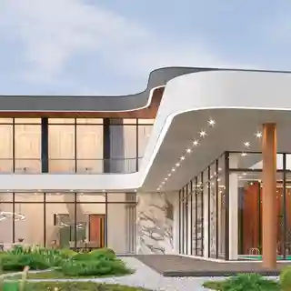 Двухэтажный дом с бассейном