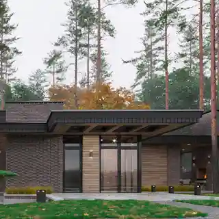 Простой одноэтажный дом без гаража на маленьком участке