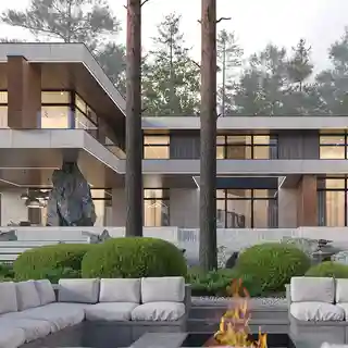 Дом с бассейном и большим общий пространством