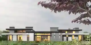 Два дома с бассейном и большим навесом