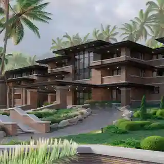 Гостиница в горах с большим перепадом рельефа