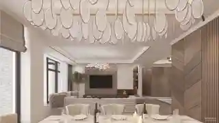 Вид из кухни на гостиную