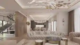 Вид из гостиной на кухню