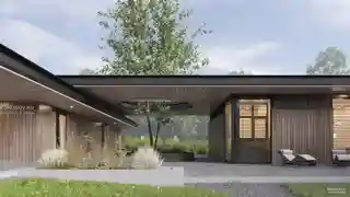 Дом с отдельно стоящим гаражом под одной кровлей