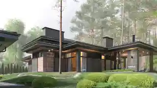 Одноэтажный дом с гаражом-эллингом на Истринском водохранилище