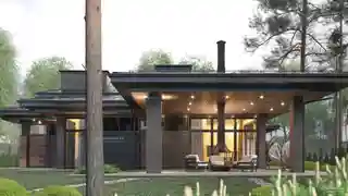 Одноэтажный дом с гаражом-эллингом на Истринском водохранилище