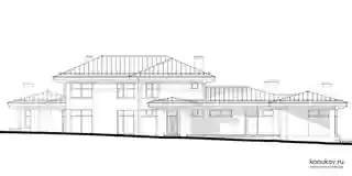 Дом с баней и гаражом на участке с уклоном