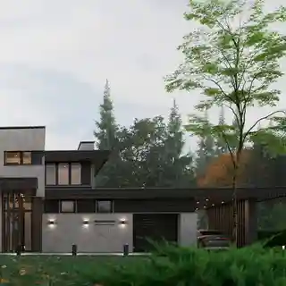 Проект двухэтажного дома с зимним садом. Вариант 7