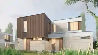 Два дома в современном стиле с двумя бассейнами