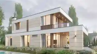 Два дома в современном стиле с двумя бассейнами