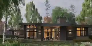 Одноэтажный дом с маленьким гаражом