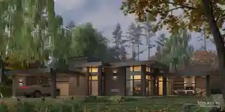Одноэтажный дом с маленьким гаражом