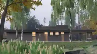 Одноэтажный дом с маленьким гаражом