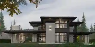 Проект двухэтажного дома с зимним садом