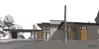 Двухэтажный дом c баней под общей кровлей