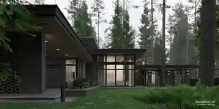 Двухэтажный дом c баней под общей кровлей